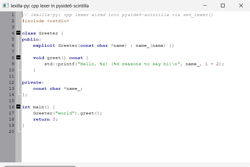 Lexilla syntax highlighting